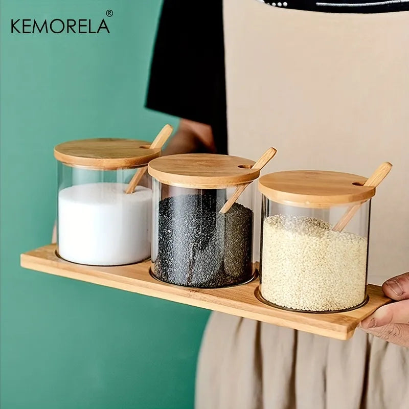 Decorbites™ Spice Jar Set with Bamboo Lid uncategorized / needs cleanup with nature-inspired artwork