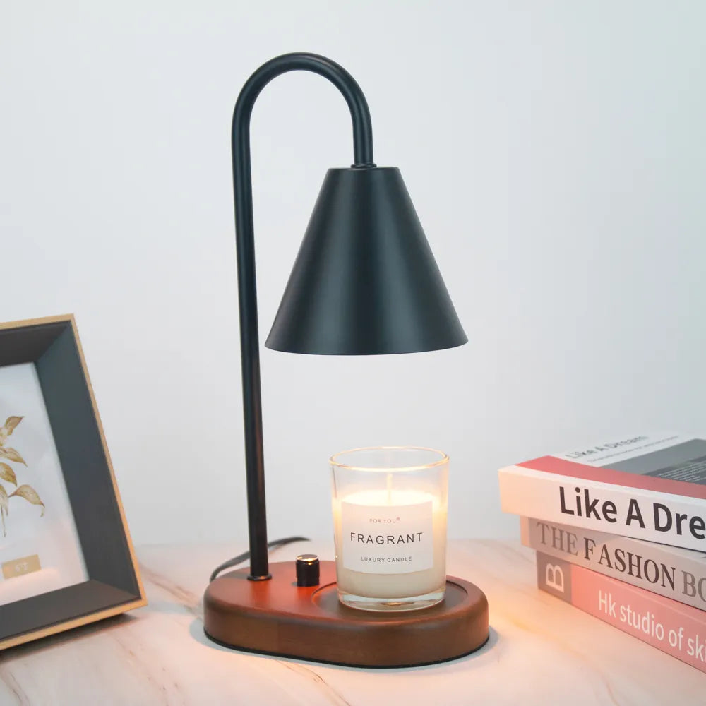 Electric Candle Warmer Lamp | Wood & Metal Base