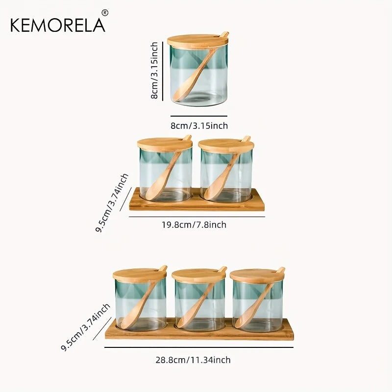 Decorbites™ Spice Jar Set with Bamboo Lid uncategorized / needs cleanup with nature-inspired artwork - product view 6