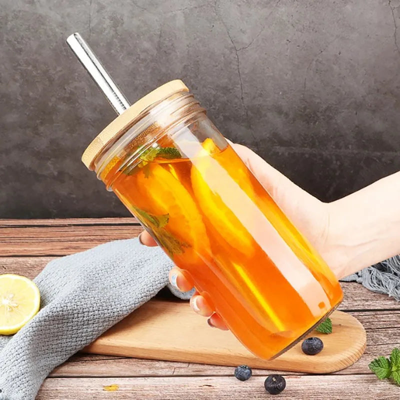 Decorbites™ Boba Smoothie Cup with Bamboo Lid & Stainless Steel Straw uncategorized / needs cleanup with nature-inspired artwork - product view 3