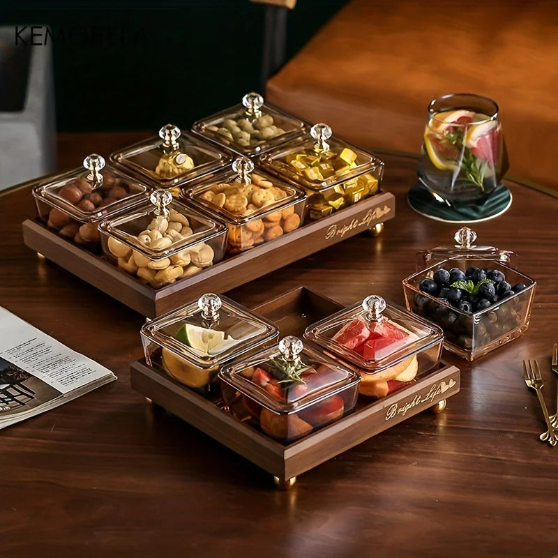 Decorbites™ Light Luxury Fruit Plate with Bamboo Wood Compartment uncategorized / needs cleanup with nature-inspired artwork - product view 5