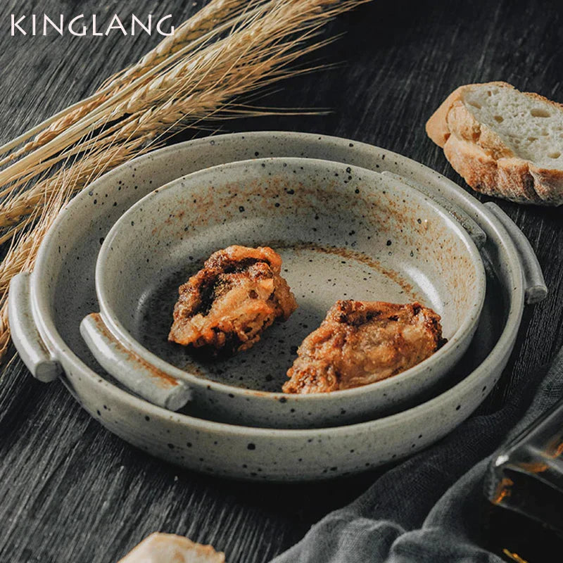 Decorbites™ Handmade Plate with Handle uncategorized / needs cleanup with nature-inspired artwork