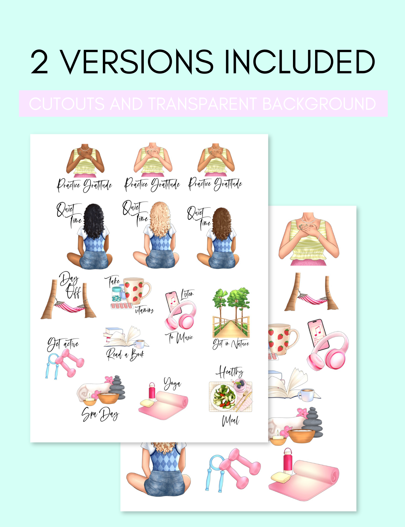 Self Care Stickers uncategorized / needs cleanup with nature-inspired artwork - product view 2