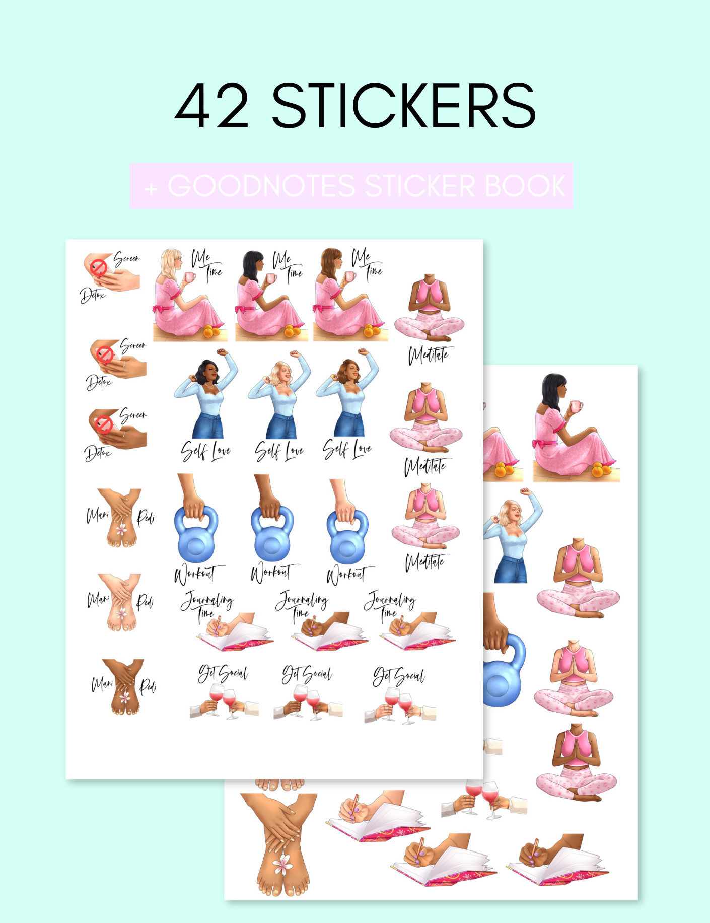 Self Care Stickers uncategorized / needs cleanup with nature-inspired artwork - product view 3