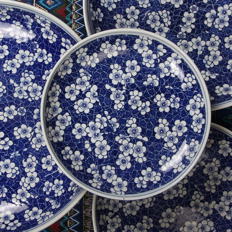 Decorbites™ Blue and White Porcelain Serving Plate uncategorized / needs cleanup with nature-inspired artwork - product view 2