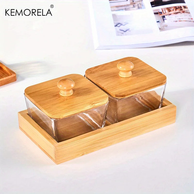 Decorbites™ Bamboo Wood Lid Snack Storage Jar uncategorized / needs cleanup with nature-inspired artwork - product view 7