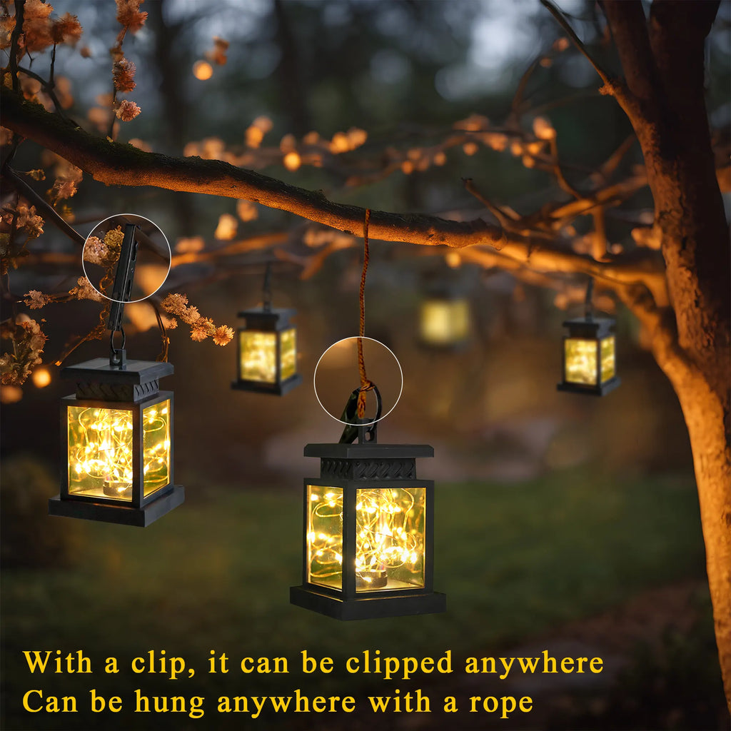 Set of 6 Solar Lantern Lights battery operated lamps with nature-inspired artwork - product view 2