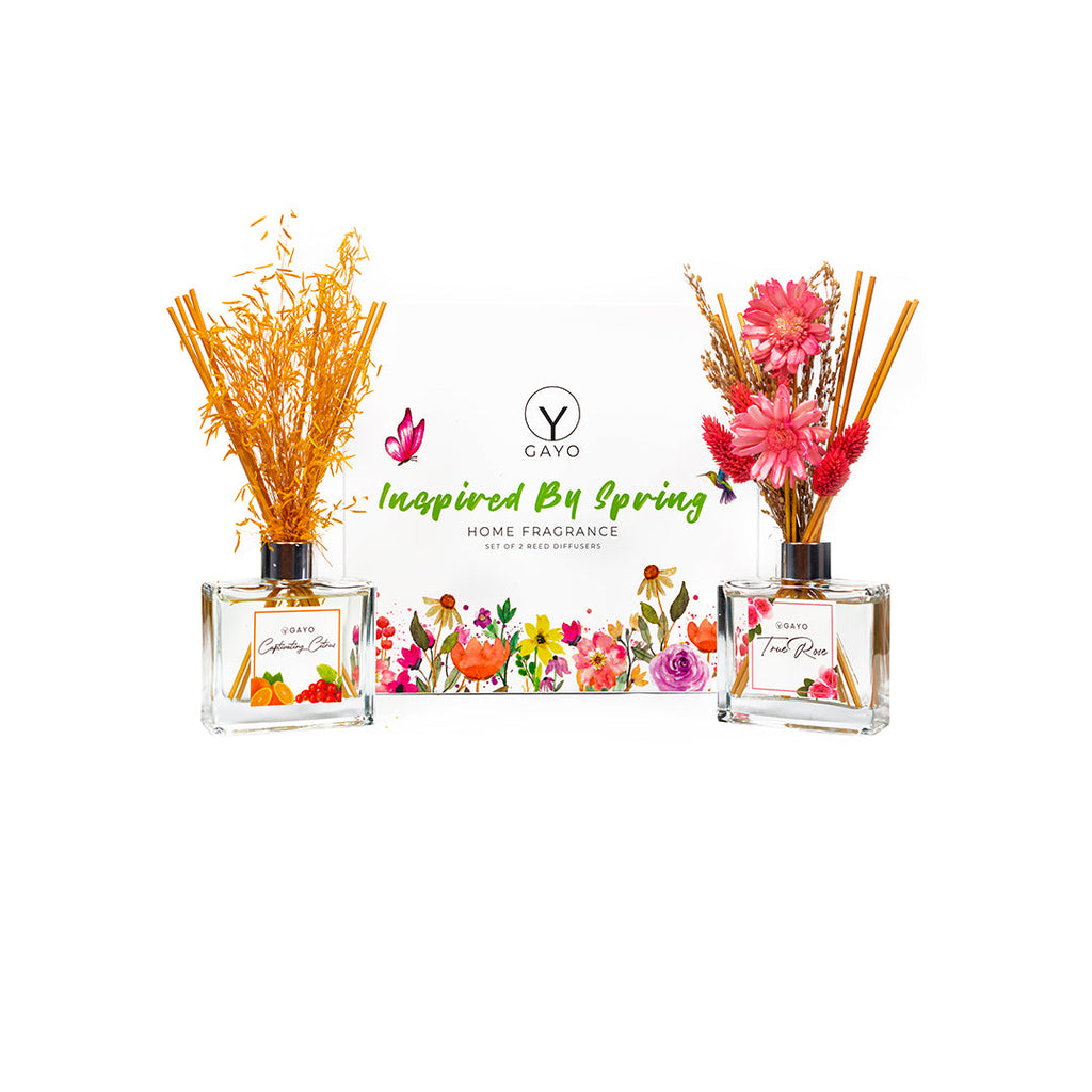 Spring Blossom Reed Diffuser Set reed diffusers with nature-inspired artwork