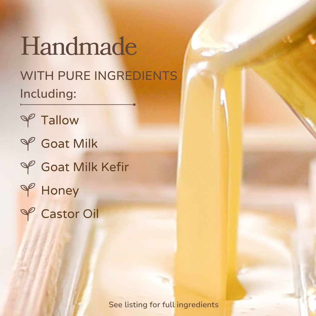 Pure Tallow + Honey Fragrance Free Handmade Tallow and Goat Milk Soap uncategorized / needs cleanup with nature-inspired artwork - product view 5