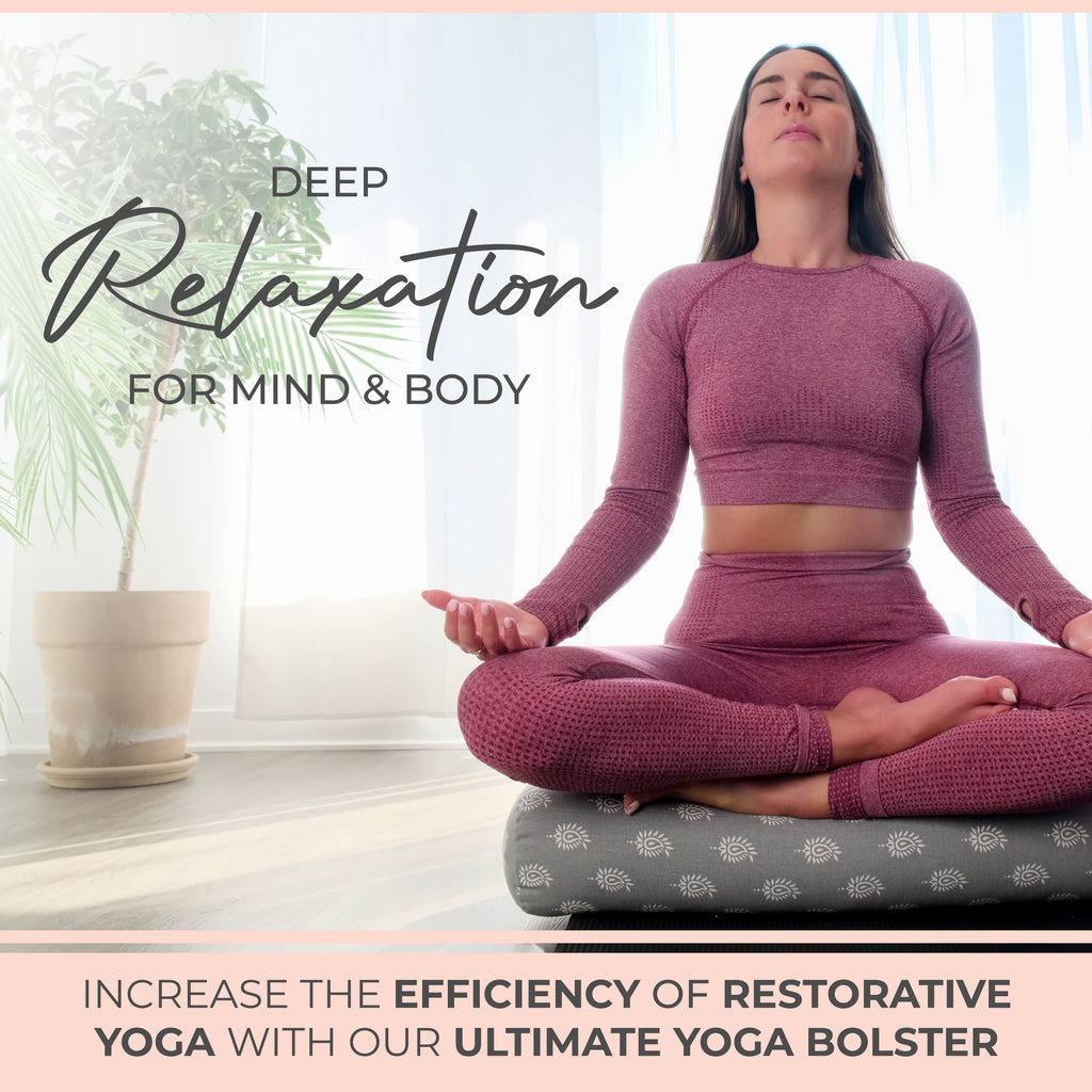 Organic Cotton Yoga Bolster Set with Carry Bag yoga bolster with nature-inspired artwork - product view 3