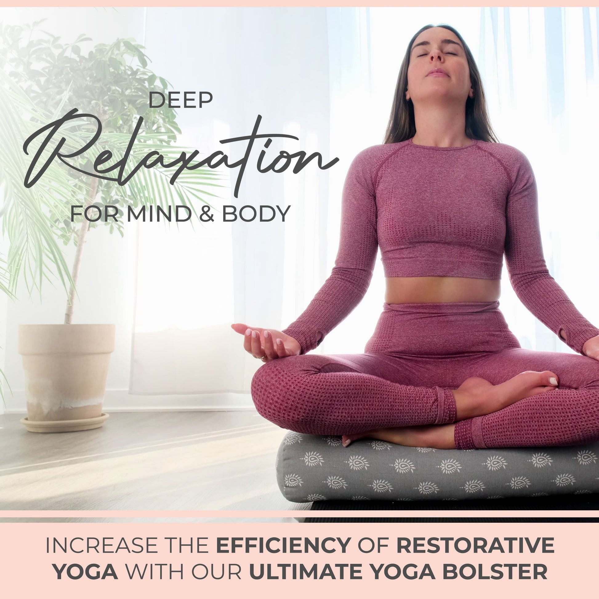 Organic Cotton Yoga Bolster Set with Carry Bag yoga bolster with nature-inspired artwork - product view 3