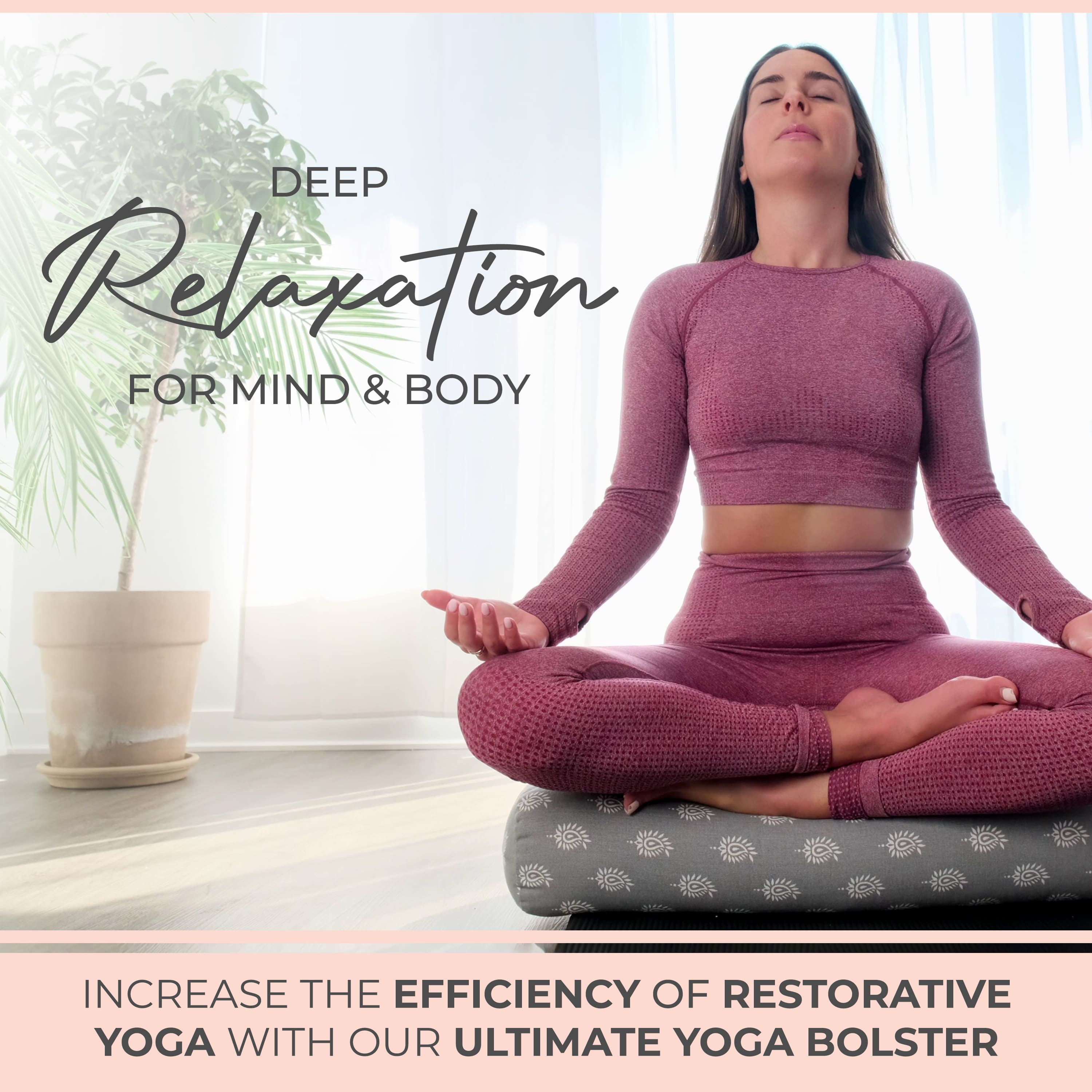 Organic Cotton Yoga Bolster Set with Carry Bag yoga bolster with nature-inspired artwork - product view 3