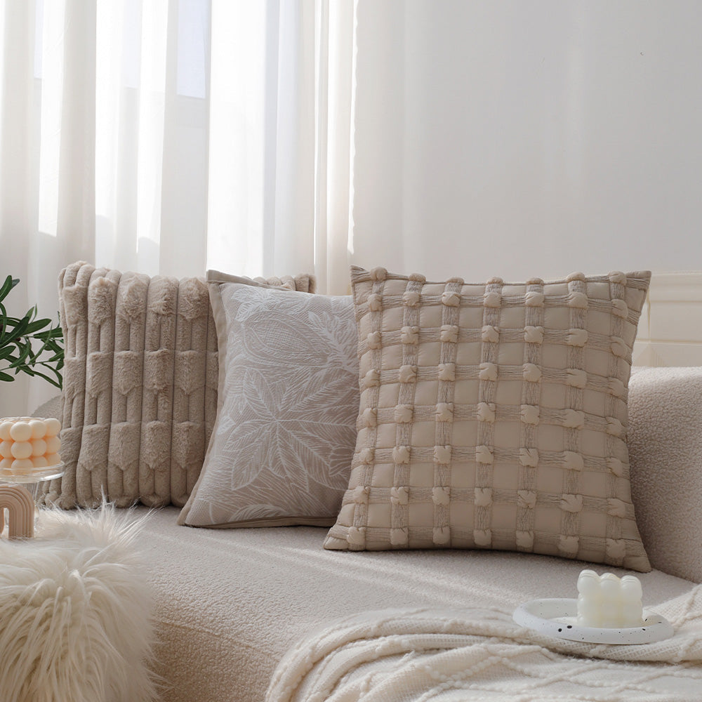 Pack of 2 18"x18" Luxurious Textured Decorative Throw Pillow Set pillow cover with nature-inspired artwork - product view 2