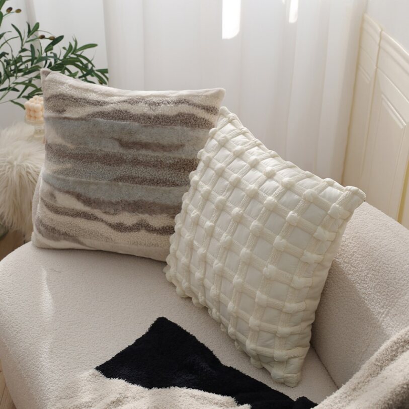 Pack of 2 18"x18" Luxurious Textured Decorative Throw Pillow Set pillow cover with nature-inspired artwork - product view 9