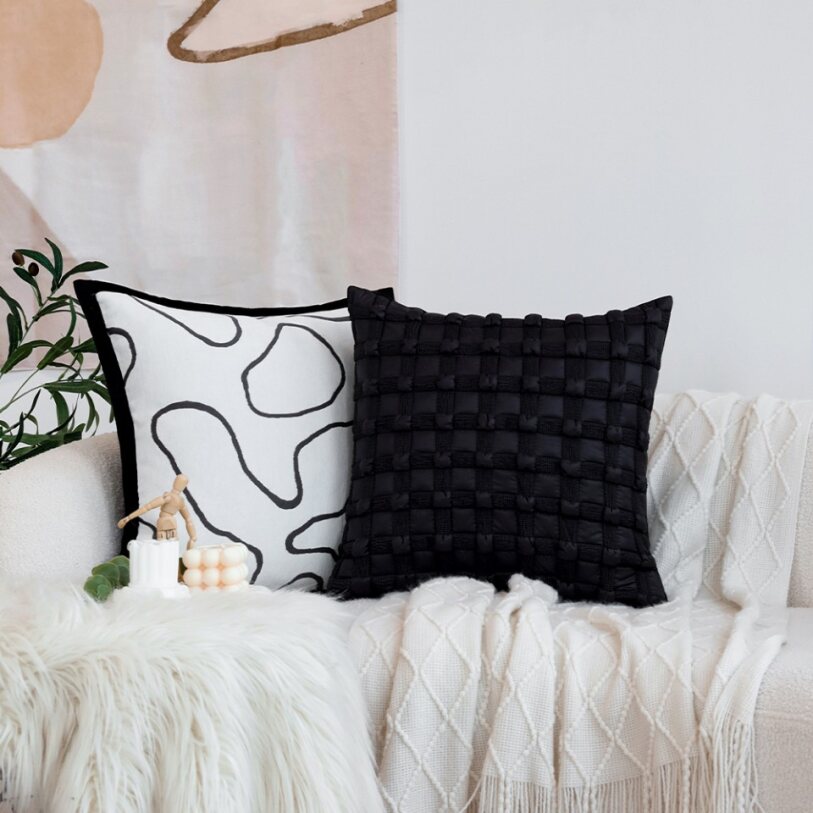Pack of 2 18"x18" Luxurious Textured Decorative Throw Pillow Set pillow cover with nature-inspired artwork - product view 16