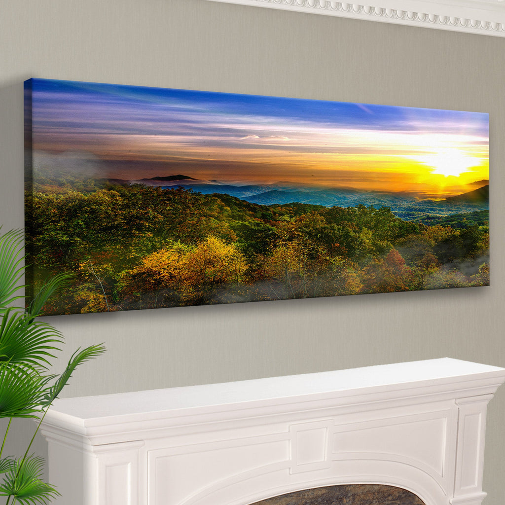 Foggy Mountain At Sunrise Canvas wall art with nature-inspired artwork - product view 2