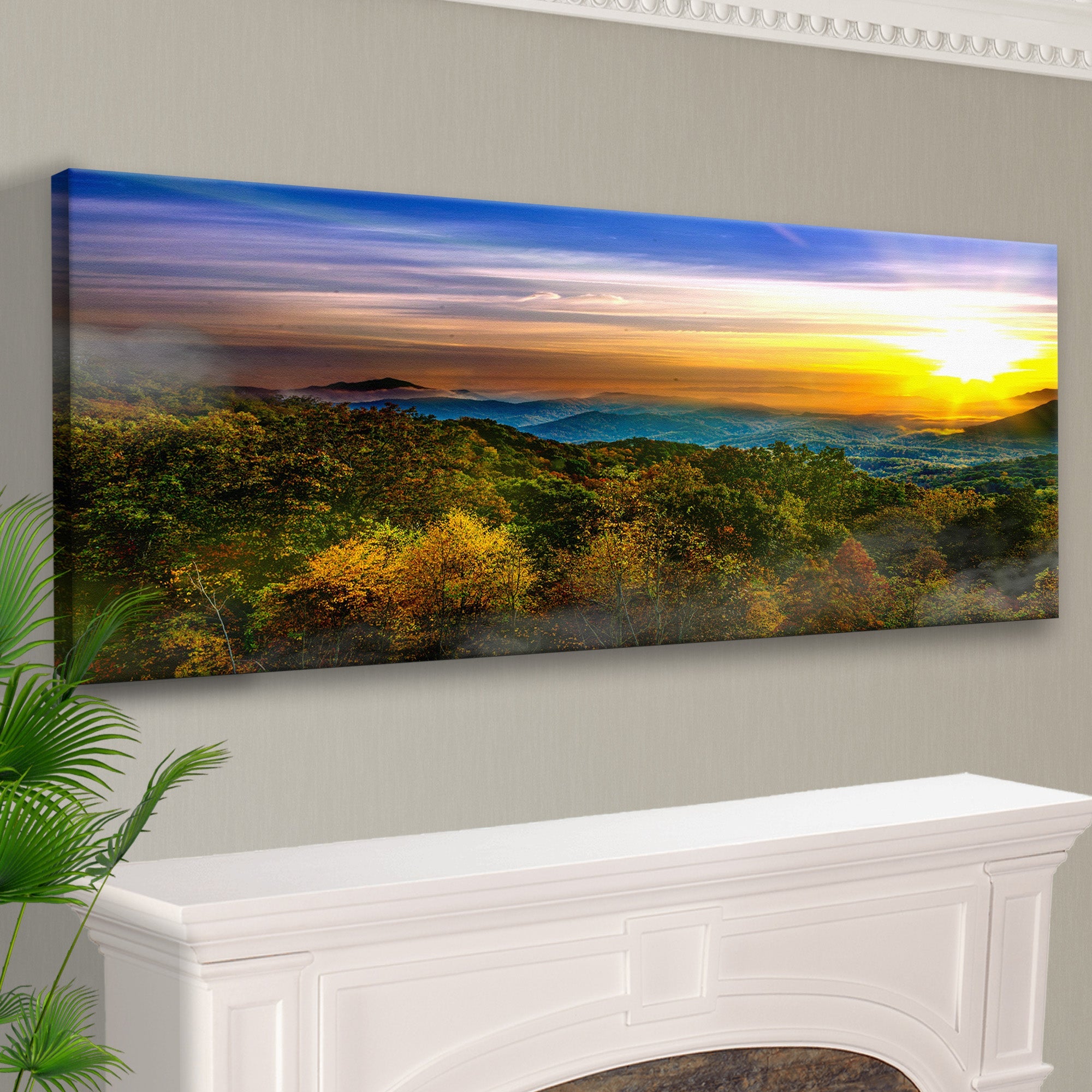 Foggy Mountain At Sunrise Canvas wall art with nature-inspired artwork - product view 2