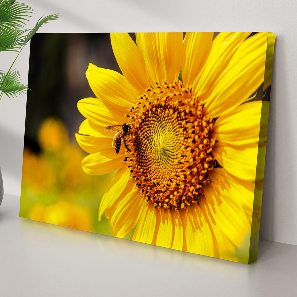 Bee On Sunflower Canvas wall art with nature-inspired artwork - product view 2