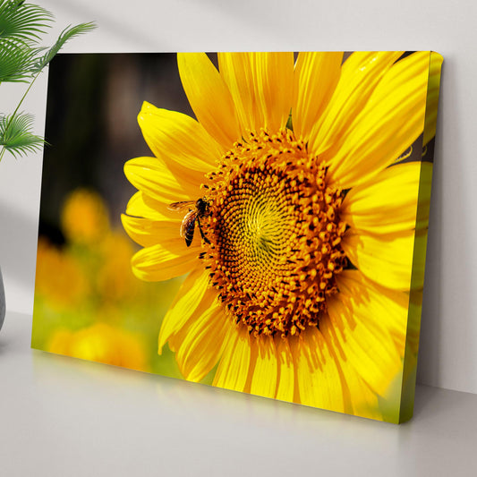Bee On Sunflower Canvas wall art with nature-inspired artwork - product view 2