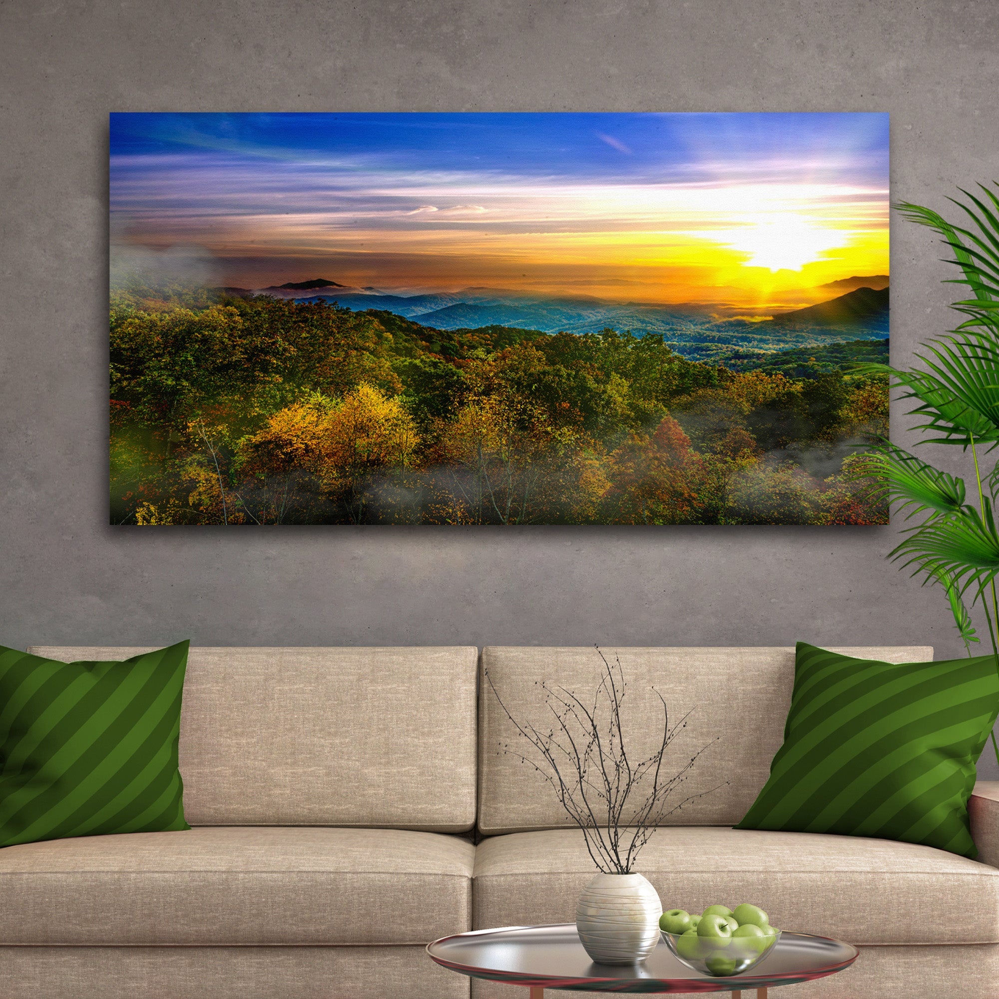 Foggy Mountain At Sunrise Canvas wall art with nature-inspired artwork - product view 3