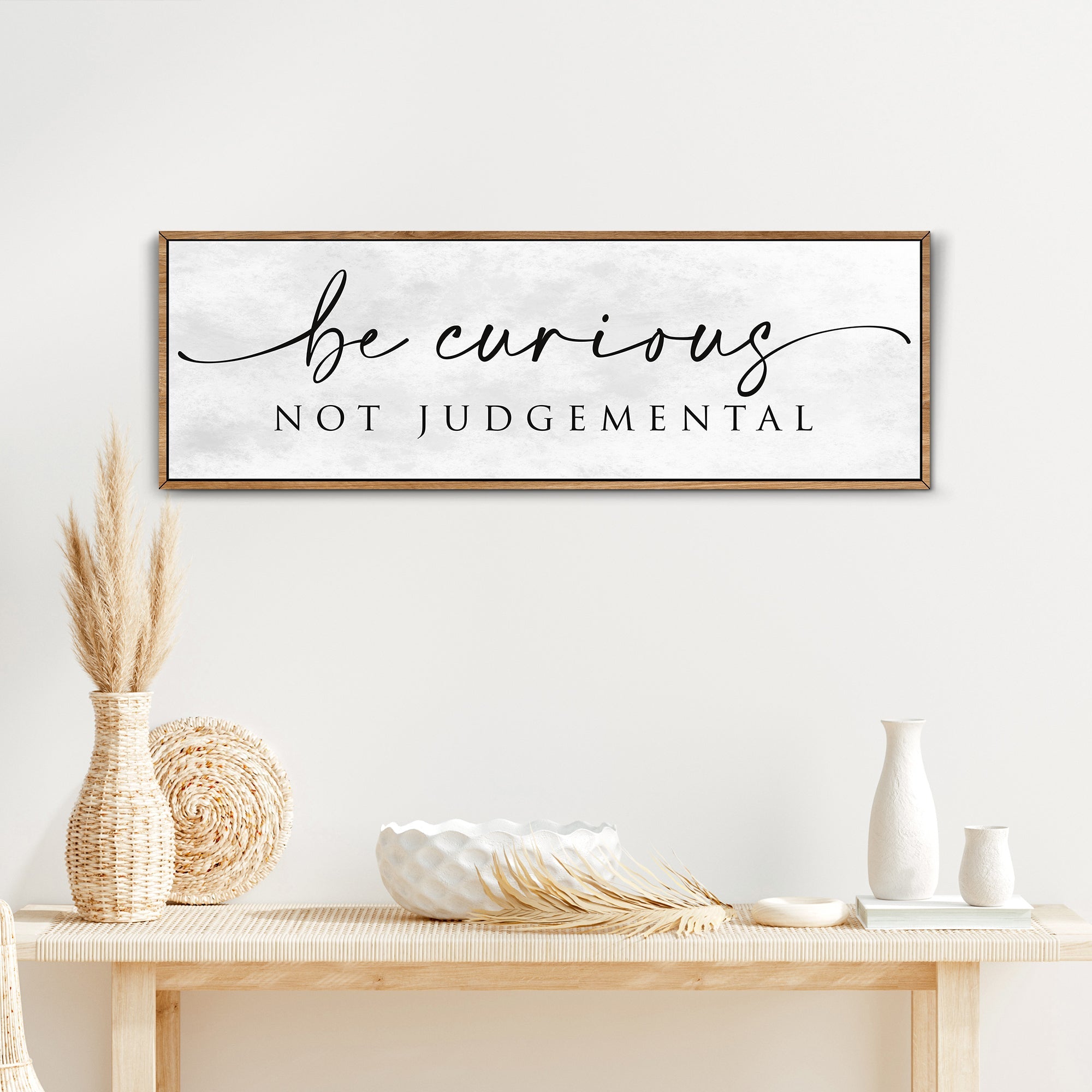Be Curious Not Judgemental Sign wall art with nature-inspired artwork - product view 2