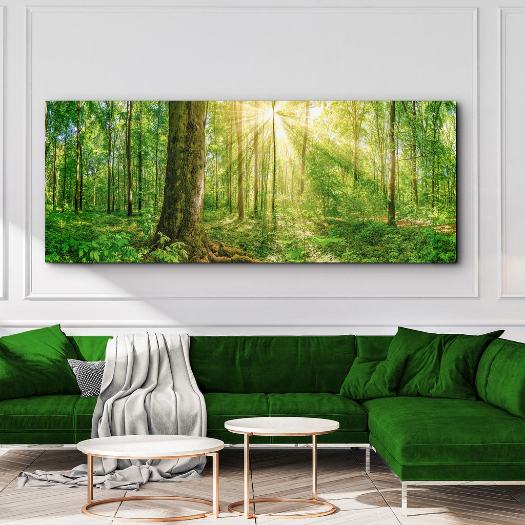 Golden Rays Into the Forest Canvas wall art with nature-inspired artwork - product view 3