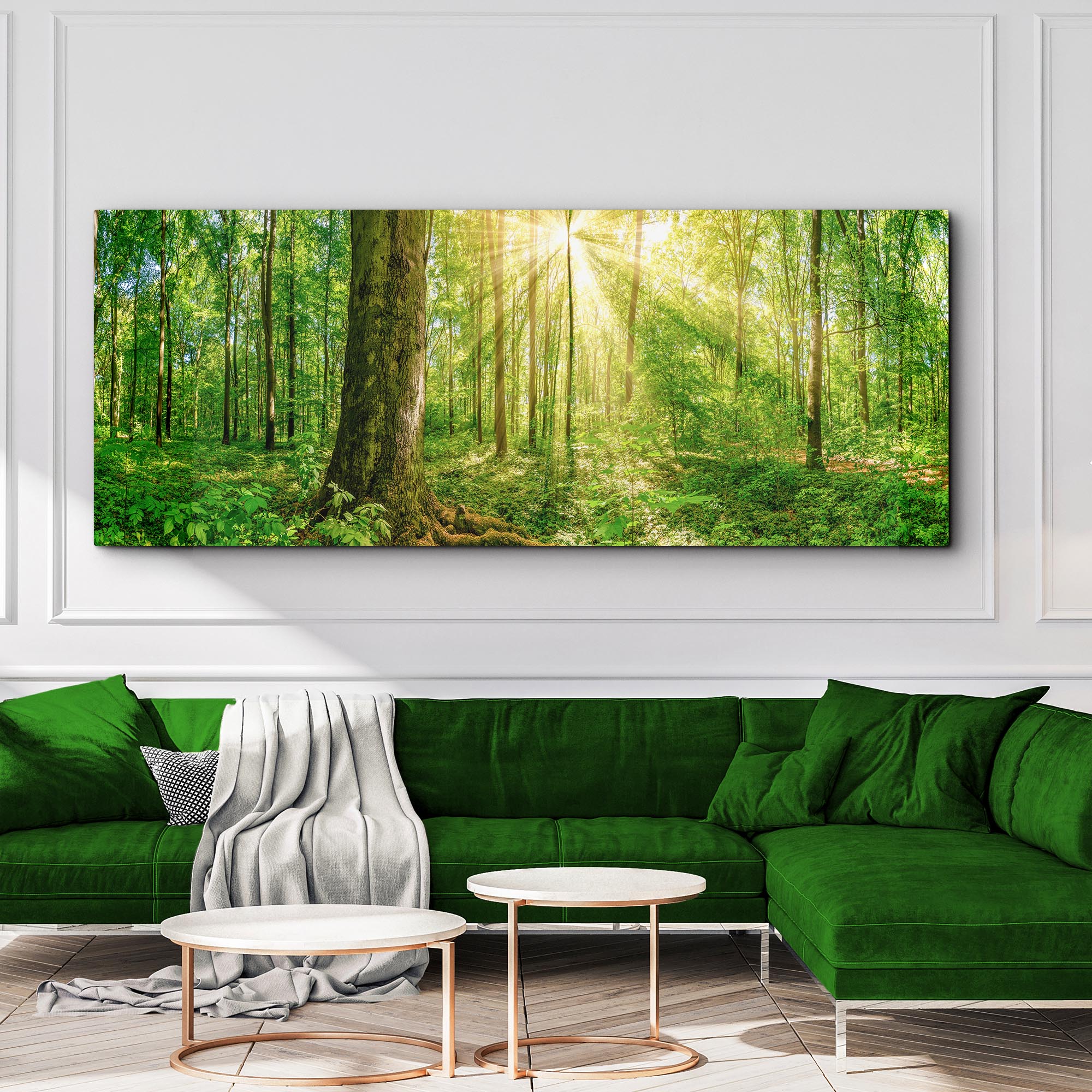 Golden Rays Into the Forest Canvas wall art with nature-inspired artwork - product view 3
