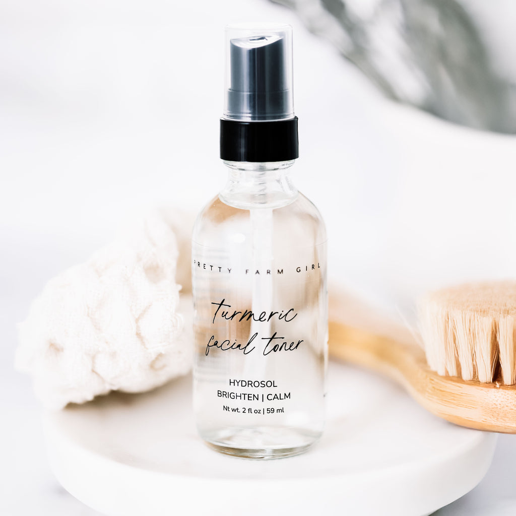Organic Turmeric Facial Toner for Evening Skin Tone toner with nature-inspired artwork
