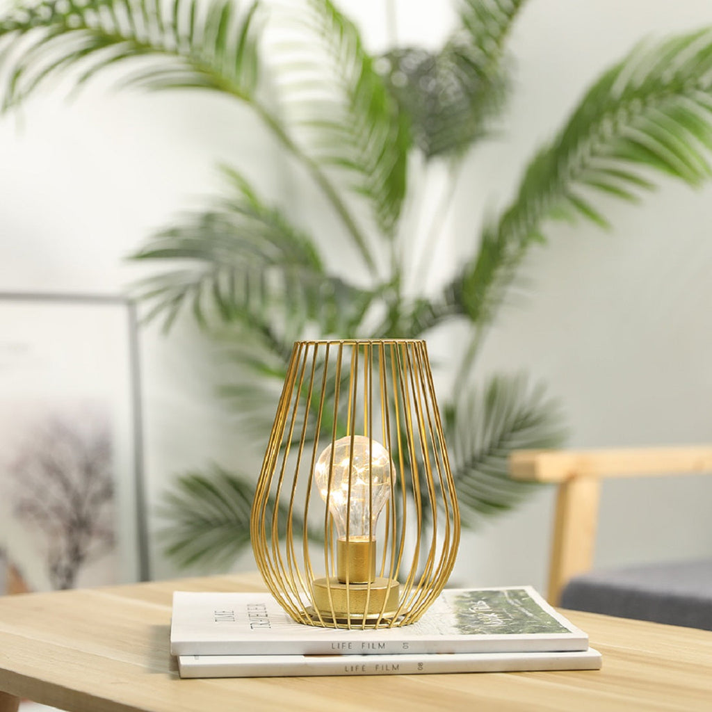 8'' Tall Cage Shapetable Lamp Battery Lanterns battery operated lamps with nature-inspired artwork - product view 5