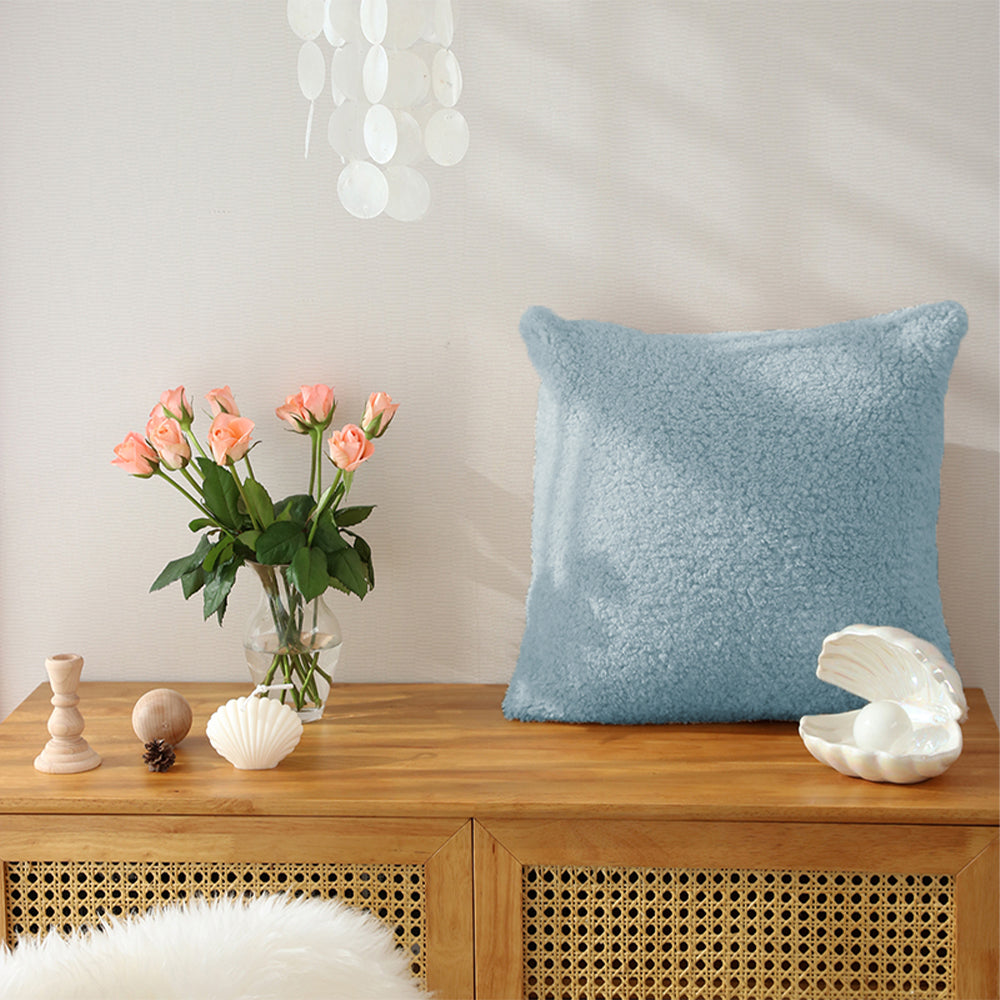 18"x18" Teddy Faux Fluffy Solid Color Full Set of Throw Pillow (with pillow cover with nature-inspired artwork - product view 21