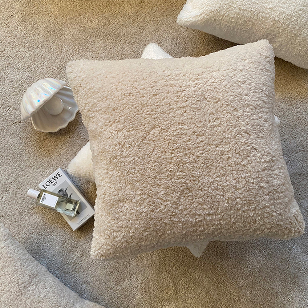 18"x18" Teddy Faux Fluffy Solid Color Full Set of Throw Pillow (with pillow cover with nature-inspired artwork - product view 10