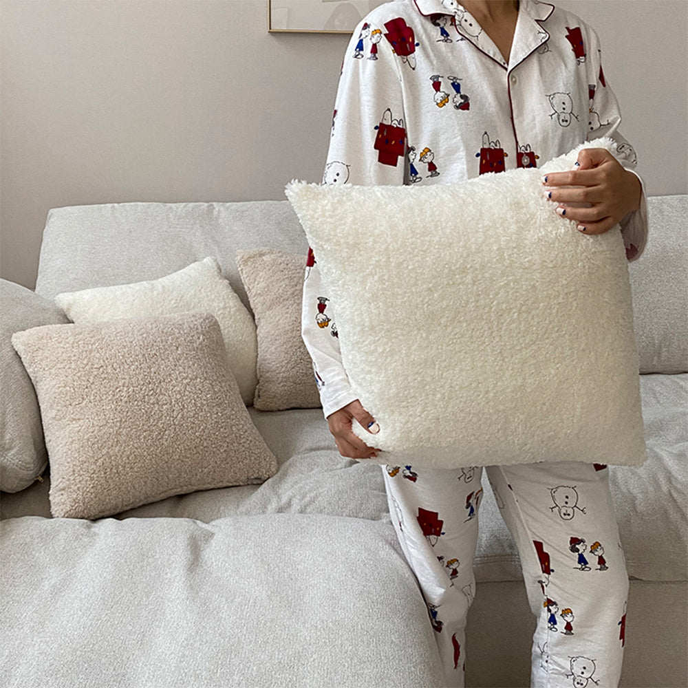 18"x18" Teddy Faux Fluffy Solid Color Full Set of Throw Pillow (with pillow cover with nature-inspired artwork - product view 23