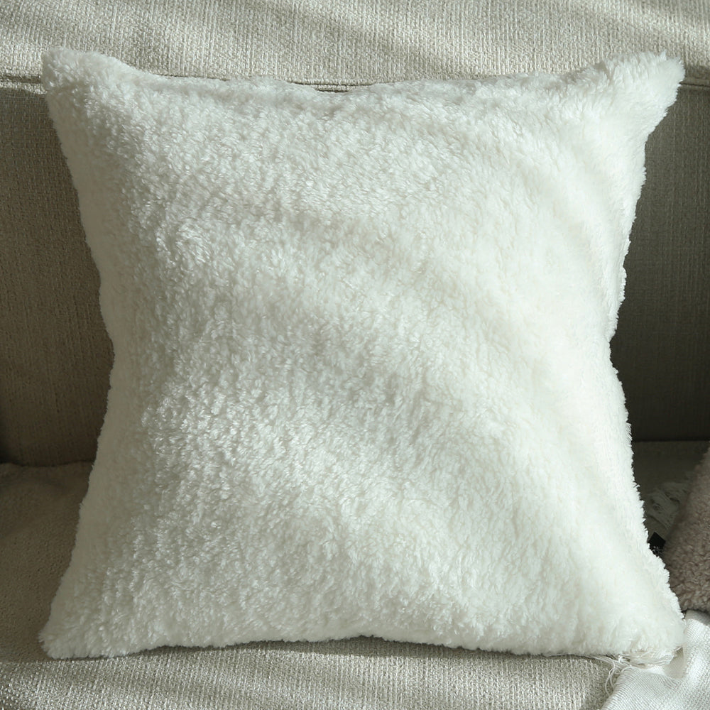 18"x18" Teddy Faux Fluffy Solid Color Full Set of Throw Pillow (with pillow cover with nature-inspired artwork - product view 24