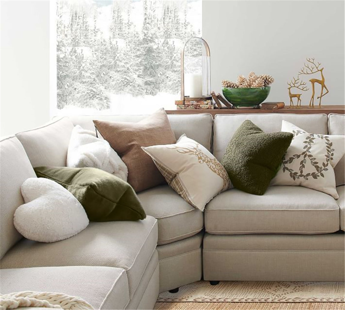 18"x18" Teddy Faux Fluffy Solid Color Full Set of Throw Pillow (with pillow cover with nature-inspired artwork