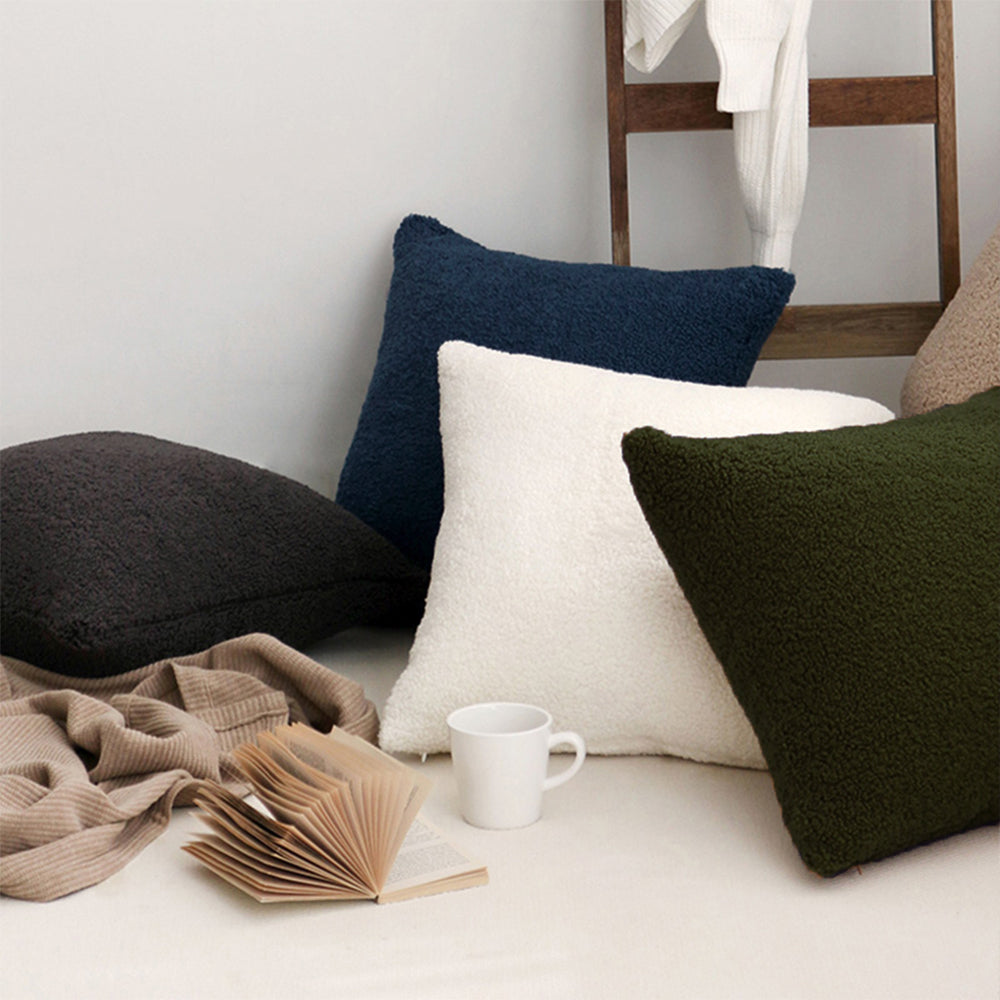 18"x18" Teddy Faux Fluffy Solid Color Full Set of Throw Pillow (with pillow cover with nature-inspired artwork - product view 18