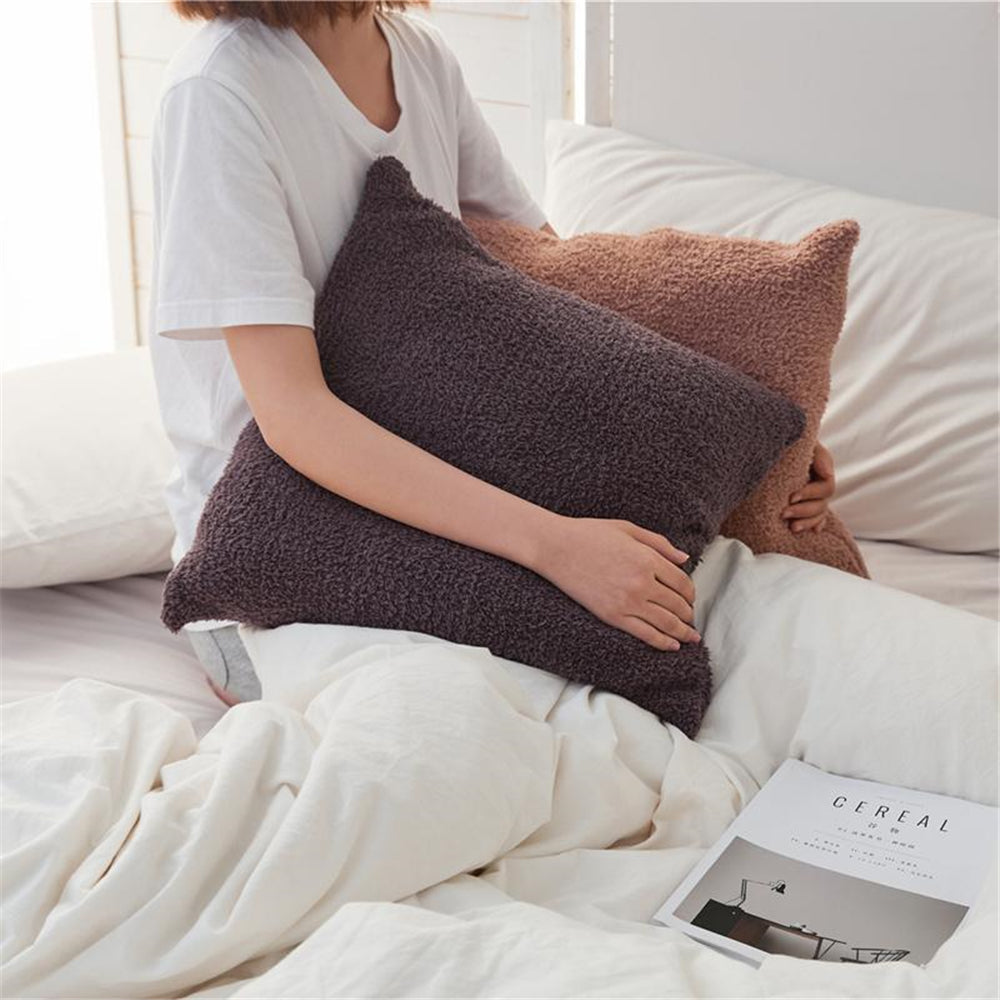 18"x18" Teddy Faux Fluffy Solid Color Full Set of Throw Pillow (with pillow cover with nature-inspired artwork - product view 15