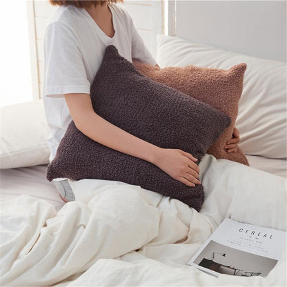 18"x18" Teddy Faux Fluffy Solid Color Full Set of Throw Pillow (with pillow cover with nature-inspired artwork - product view 15
