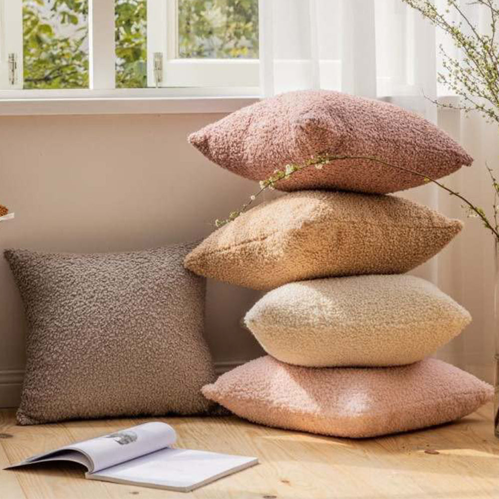 18"x18" Teddy Faux Fluffy Solid Color Full Set of Throw Pillow (with pillow cover with nature-inspired artwork - product view 19