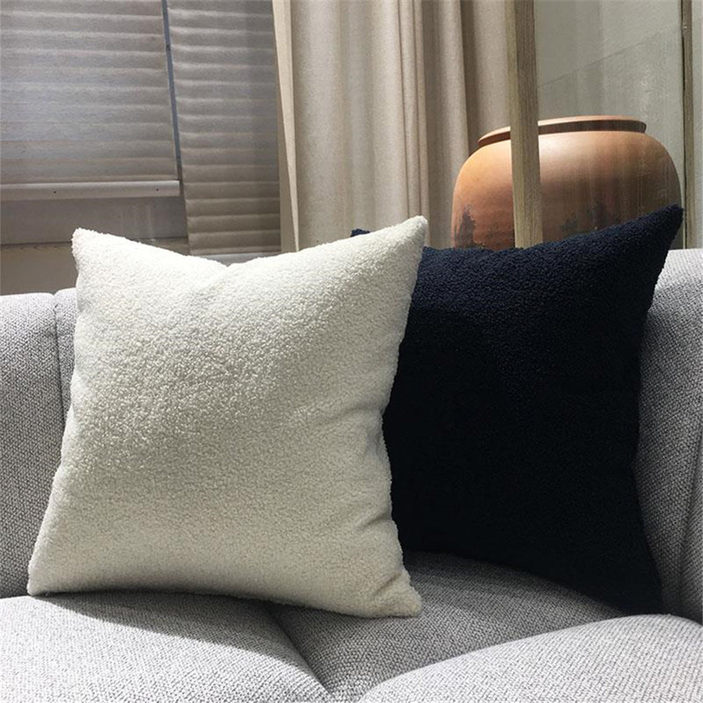 18"x18" Teddy Faux Fluffy Solid Color Full Set of Throw Pillow (with pillow cover with nature-inspired artwork - product view 2
