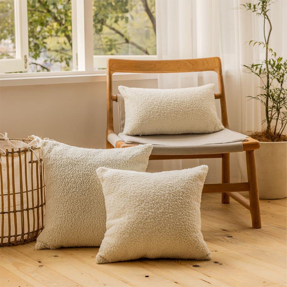 18"x18" Teddy Faux Fluffy Solid Color Full Set of Throw Pillow (with pillow cover with nature-inspired artwork - product view 5