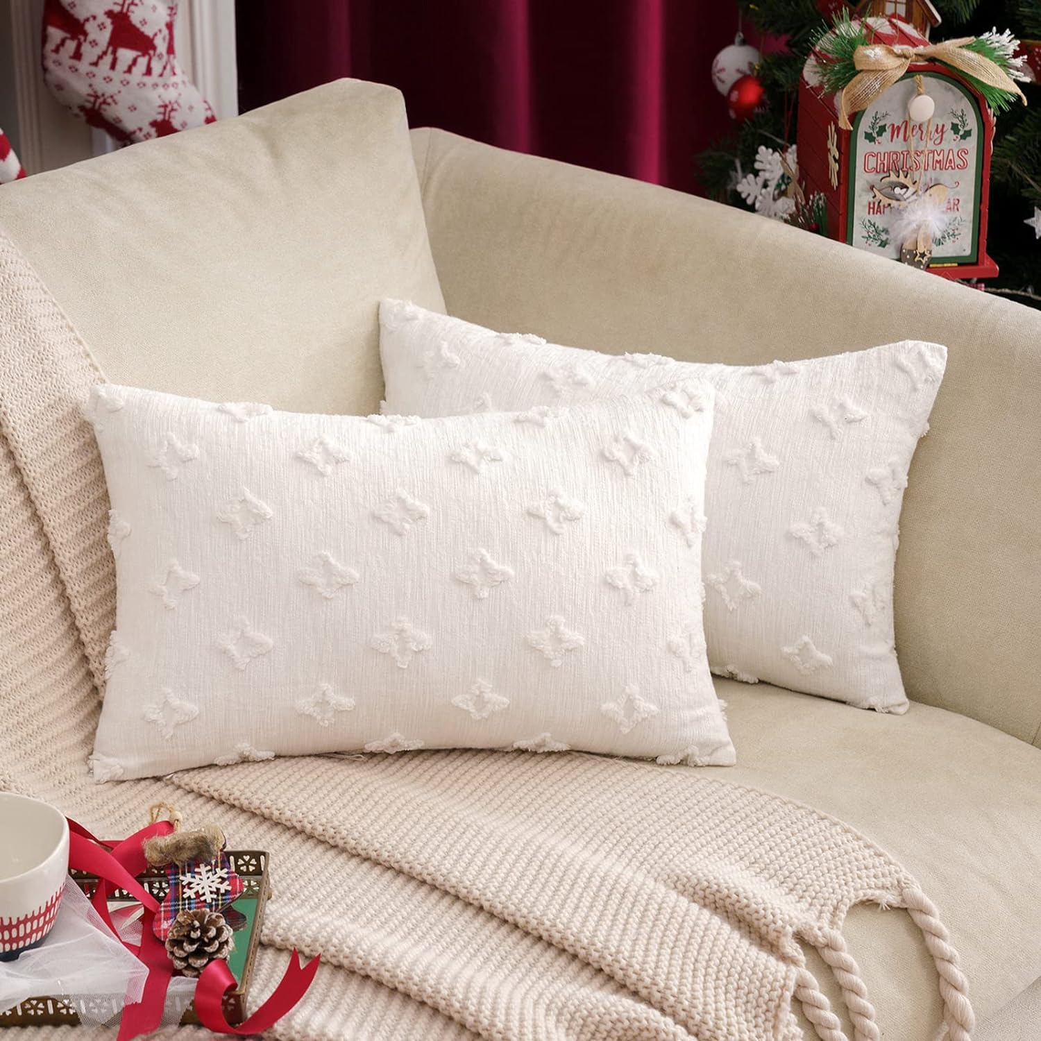 12''x20'' Tufted Floral Lumbar Support 100% Cotton Throw Pillow pillow cover with nature-inspired artwork - product view 5