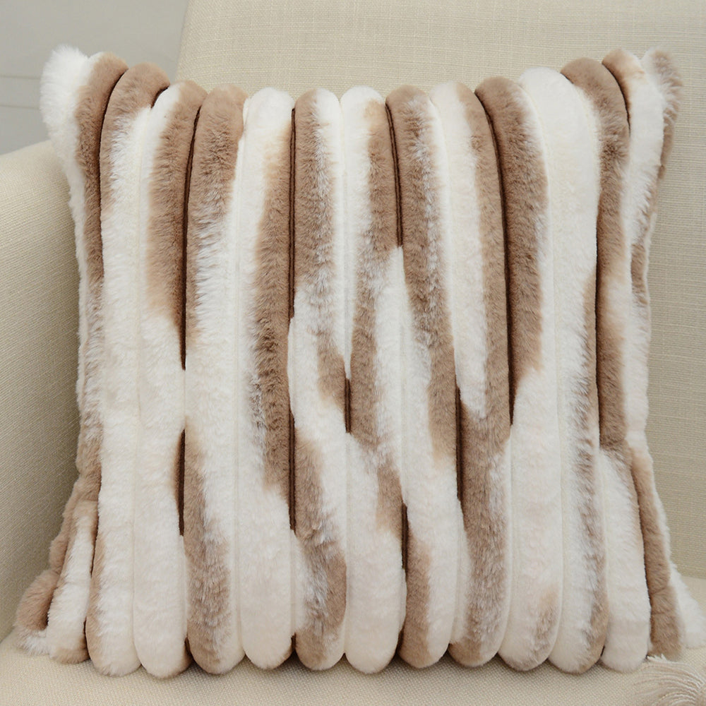 18"x18" Ribbed Ombre Faux Fur Pillow 5 Colors – Ultra pillow cover with nature-inspired artwork - product view 2