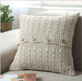 Cable Knit Throw with 3 Buttons Closure, Cover Only Size 18"x18" pillow cover with nature-inspired artwork - product view 3