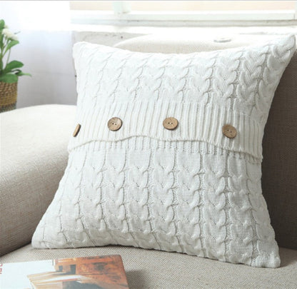 Cable Knit Throw with 3 Buttons Closure, Cover Only Size 18"x18" pillow cover with nature-inspired artwork - product view 6