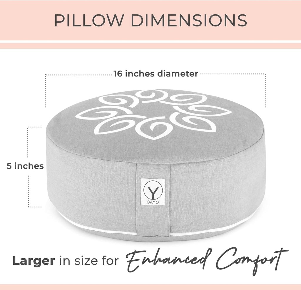 Premium Buckwheat Meditation Cushion yoga meditation pillow with nature-inspired artwork - product view 4