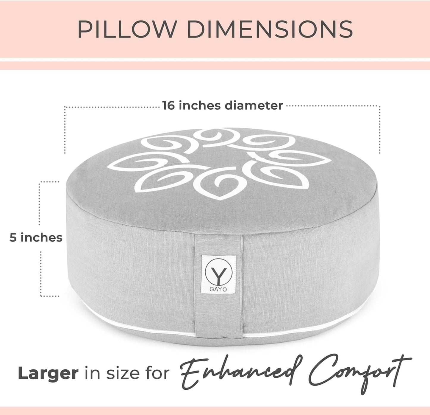 Premium Buckwheat Meditation Cushion yoga meditation pillow with nature-inspired artwork - product view 4