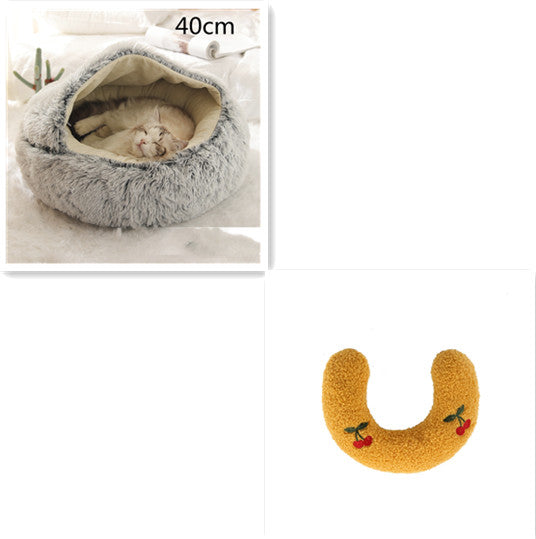 2 in 1 Dog and Cat Bed Pet Winter Bed Round Plush Warm Bed House Soft uncategorized / needs cleanup with nature-inspired artwork - product view 29