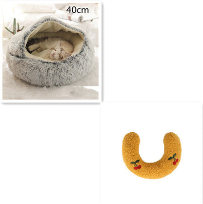 2 in 1 Dog and Cat Bed Pet Winter Bed Round Plush Warm Bed House Soft uncategorized / needs cleanup with nature-inspired artwork - product view 29