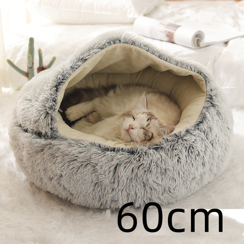 2 in 1 Dog and Cat Bed Pet Winter Bed Round Plush Warm Bed House Soft uncategorized / needs cleanup with nature-inspired artwork - product view 82