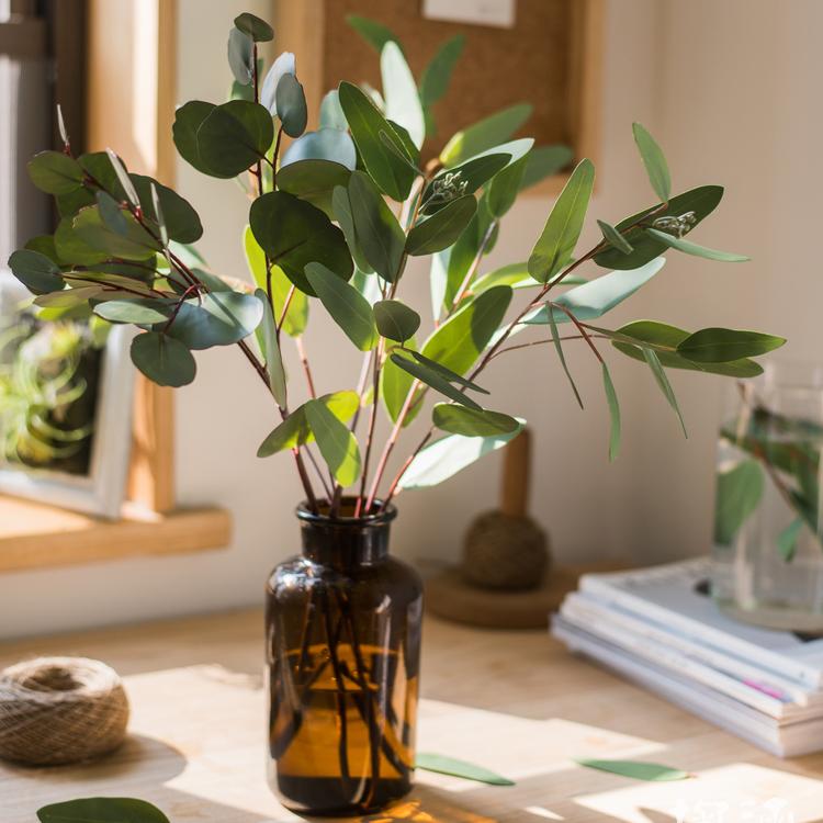 Artificial Green Eucalyptus Stem, Three Leaf Shapes
